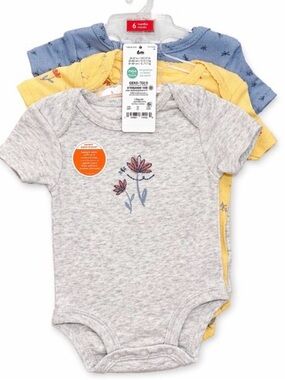 Carter’s Baby Bodysuit Set 3-Pack 6M NWT 🌼 Soft Cotton Onesies